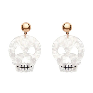 Skull Ripple Statement Earrings - White