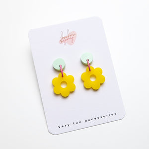 Sage & Yellow Flower Dangles