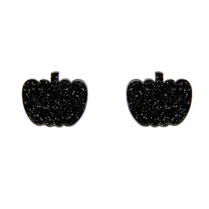 Pumpkin Glitter Resin Stud Earrings - Black