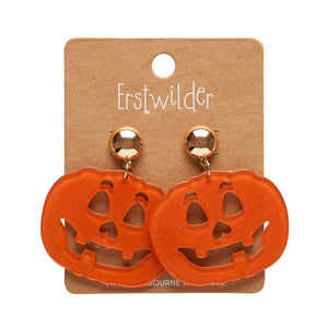 Pumpkin Glitter Statement Earrings - Orange