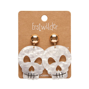 Skull Ripple Statement Earrings - White