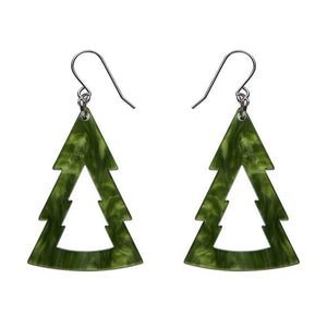 Tree Ripple Resin Drop Earrings - Green