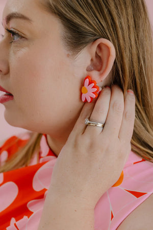 Ella Statement Studs Candy Pink/Orange